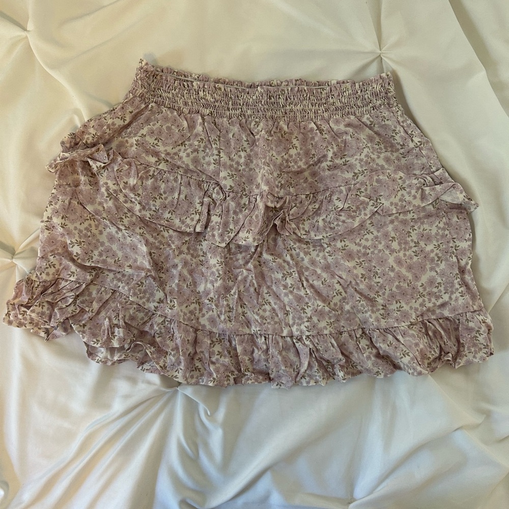 Rock n Rags Brand Light Purple Floral Ruffle Mini Skirt